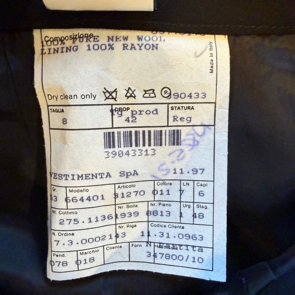 Giorgio Armani Black Wool Midi Skirt Size 42 Made in Italy Side Zip Slit - Picture 6 of 6